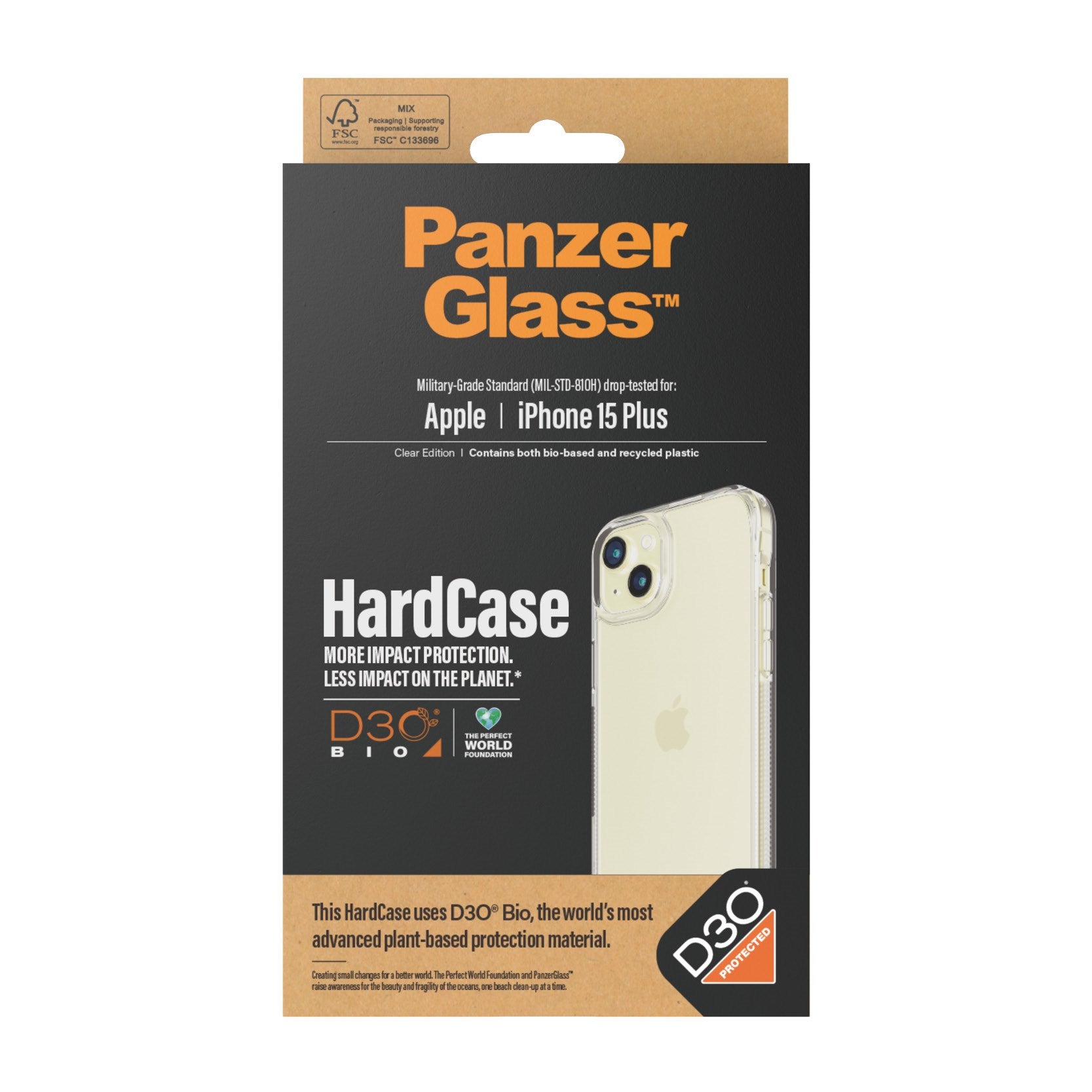 PanzerGlass® HardCase Transparent w. D3O® iPhone 15 Plus